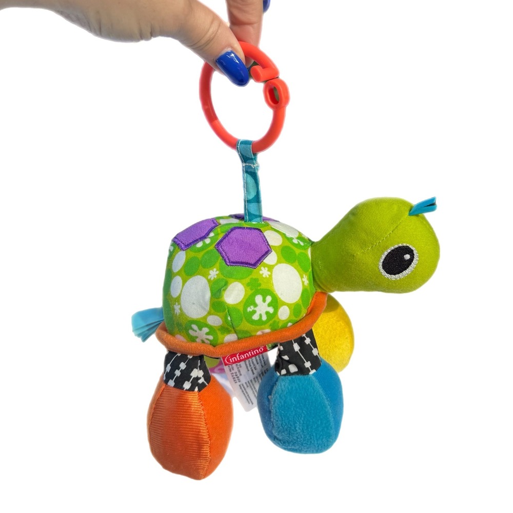 Infantino Topsy Turtle Mirror Pal Stroller Travel sensory Crinkle Multi-Color